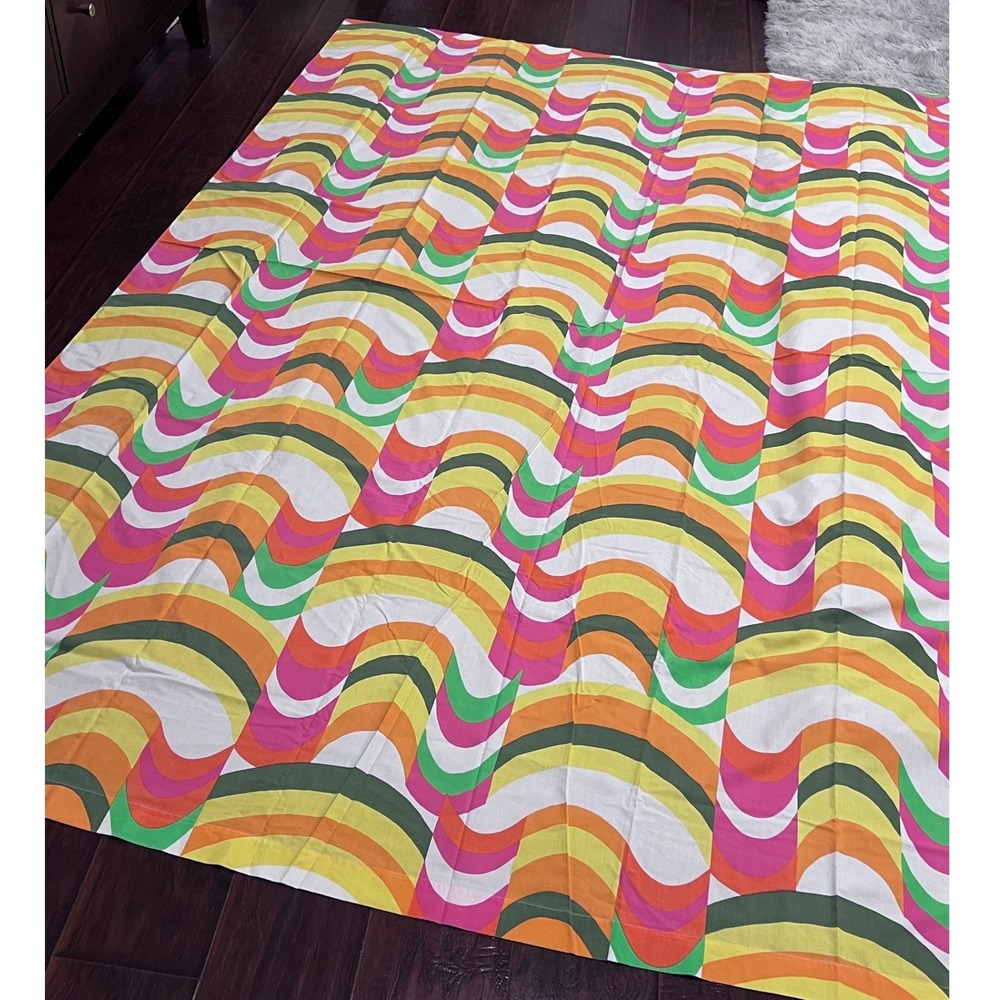 Vtg 60s 70s Wondercale Springmaid Twin Flat Sheet Retro Psychedelic Made in USA